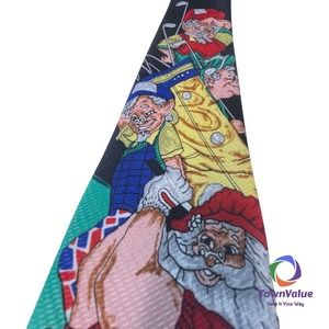 Vintage The Christmas Collection Holiday Necktie Red Green Festive Golf Santa